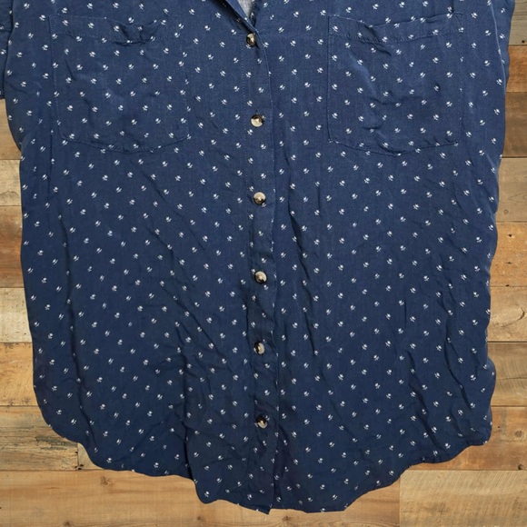 JACHS Girlfriend Blue Short Sleeve Button Front Top Women’s XL - Picture 3 of 7